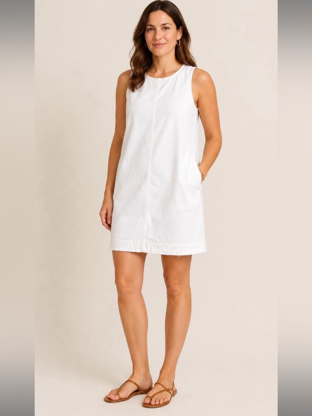 J.Crew White Sleeveless Denim Shirt Dress | Size 10